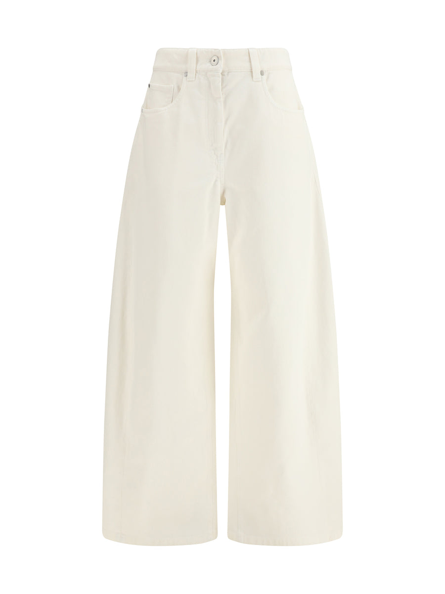 Wide-Leg Cotton Trousers Panama