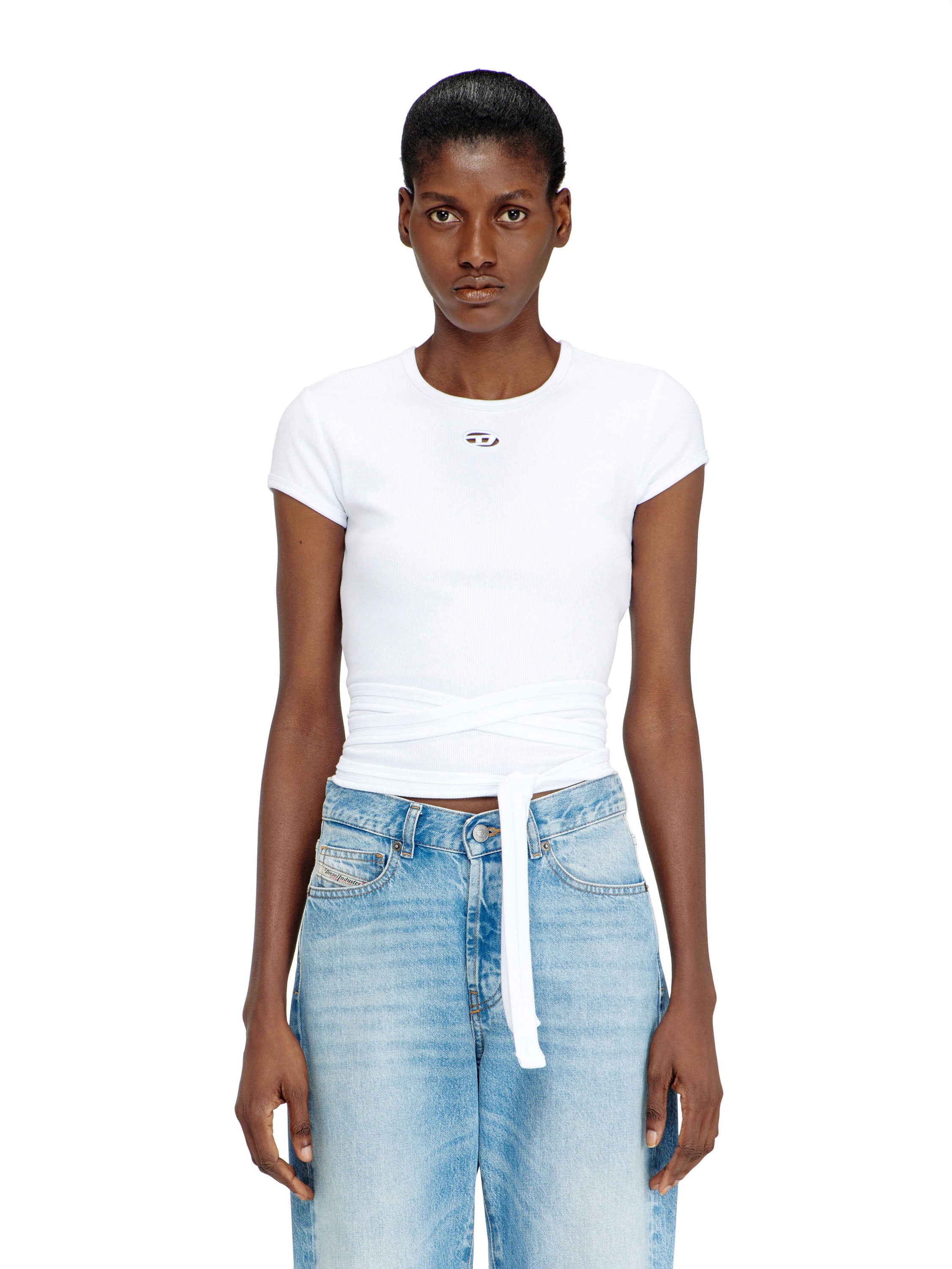 Diesel T-shirts and Polos White Cotone Elastan
