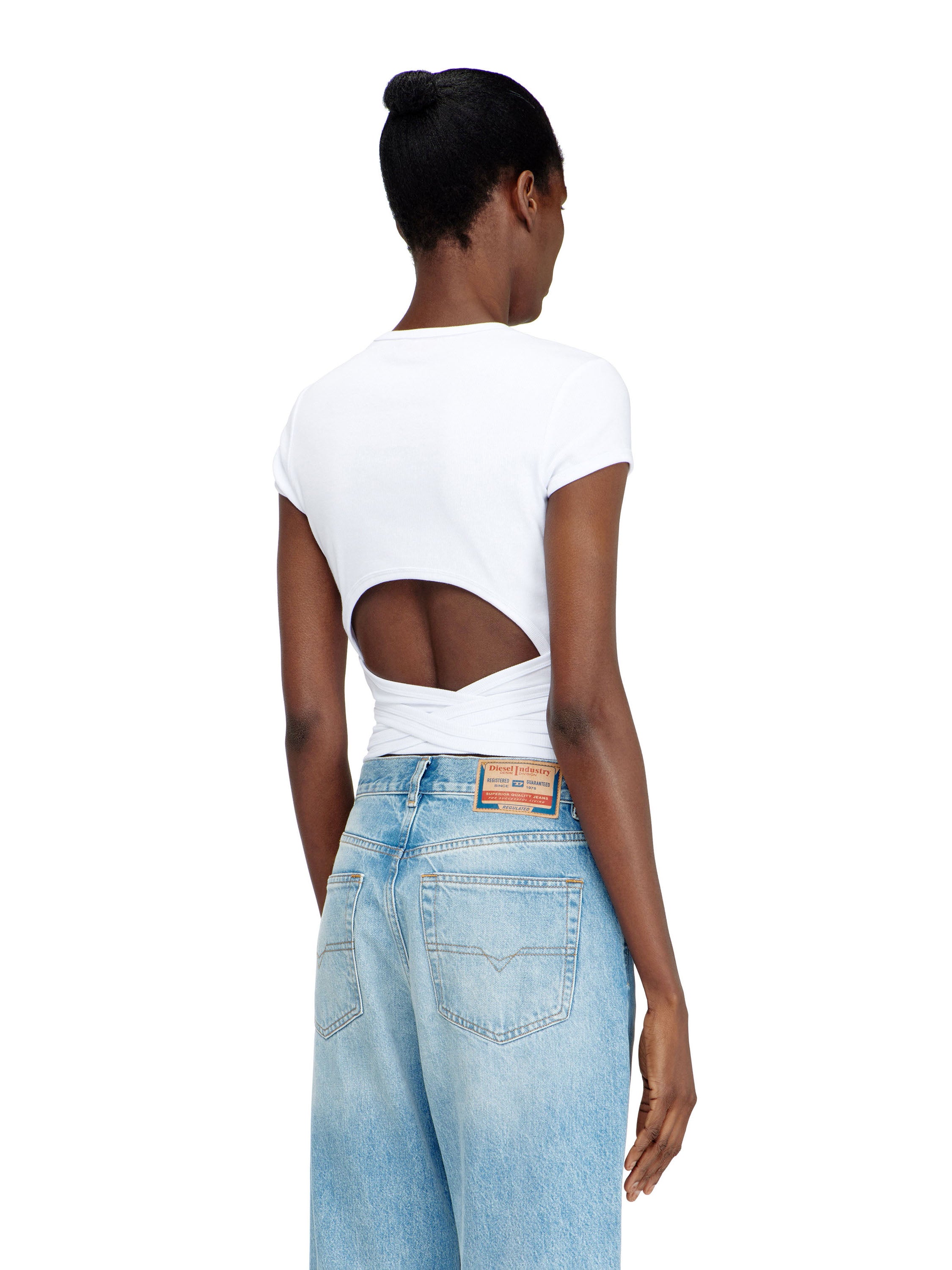 Diesel T-shirts and Polos White Cotone Elastan