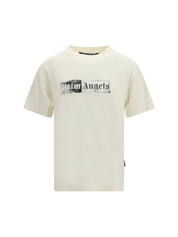 Stamp T-Shirt With Logo Off White - Black Cotton T-shirts