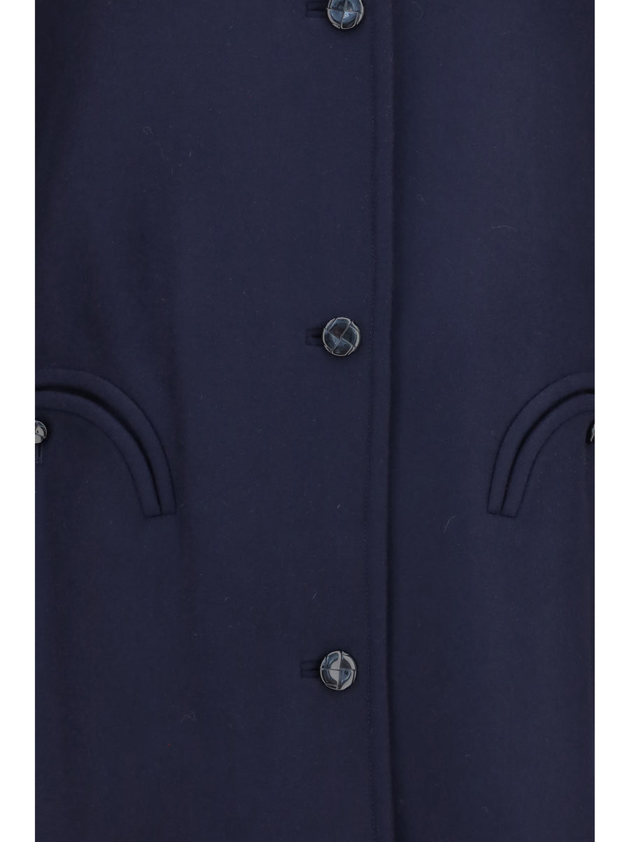 Trench Coat Nitak Woolly Navy Merino Wool