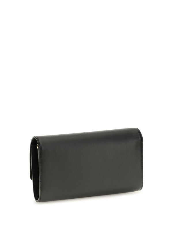Leather Wallet With Chain Bettina Black-Gold Black/gold Calf & Purses