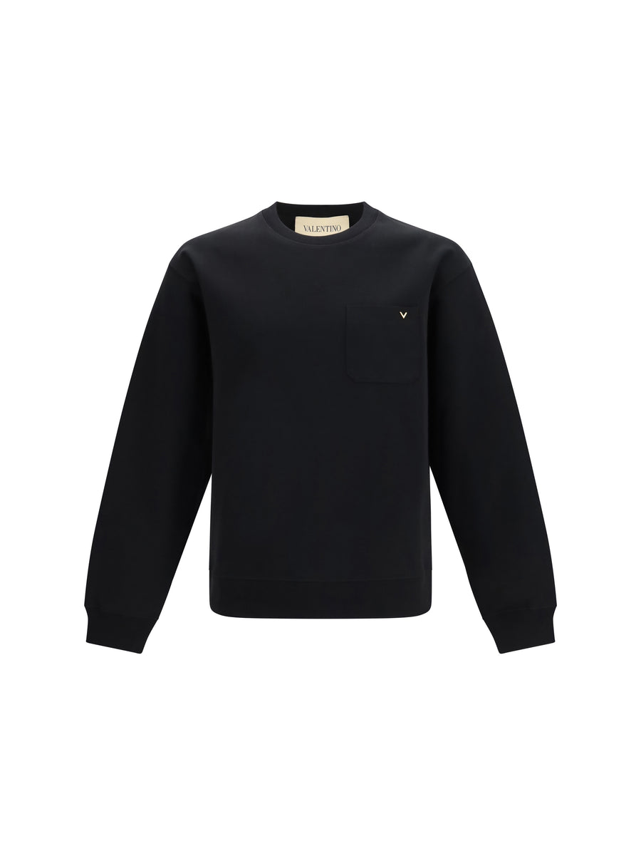 Sweatshirt With Vlogo Pocket Black Cotton Sweatshirts