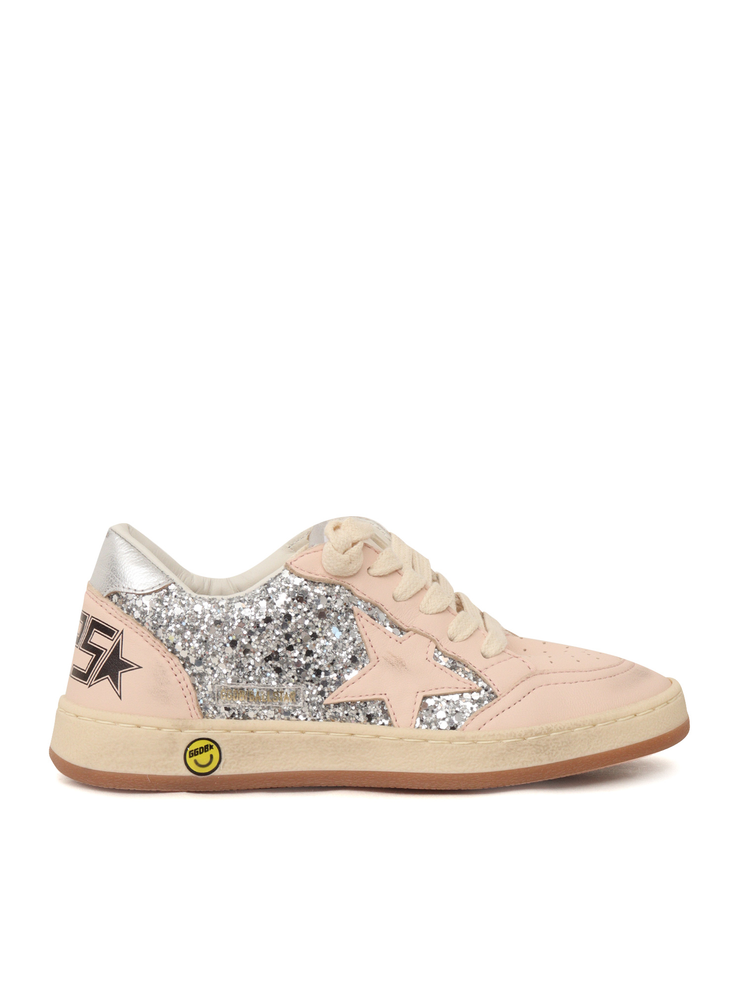SNEAKERS BALLSTAR GLITTER UPPER NAPPA TOE STAR AND SPUR LAMINATED HEEL SILVER-LIGHT PINK Kid