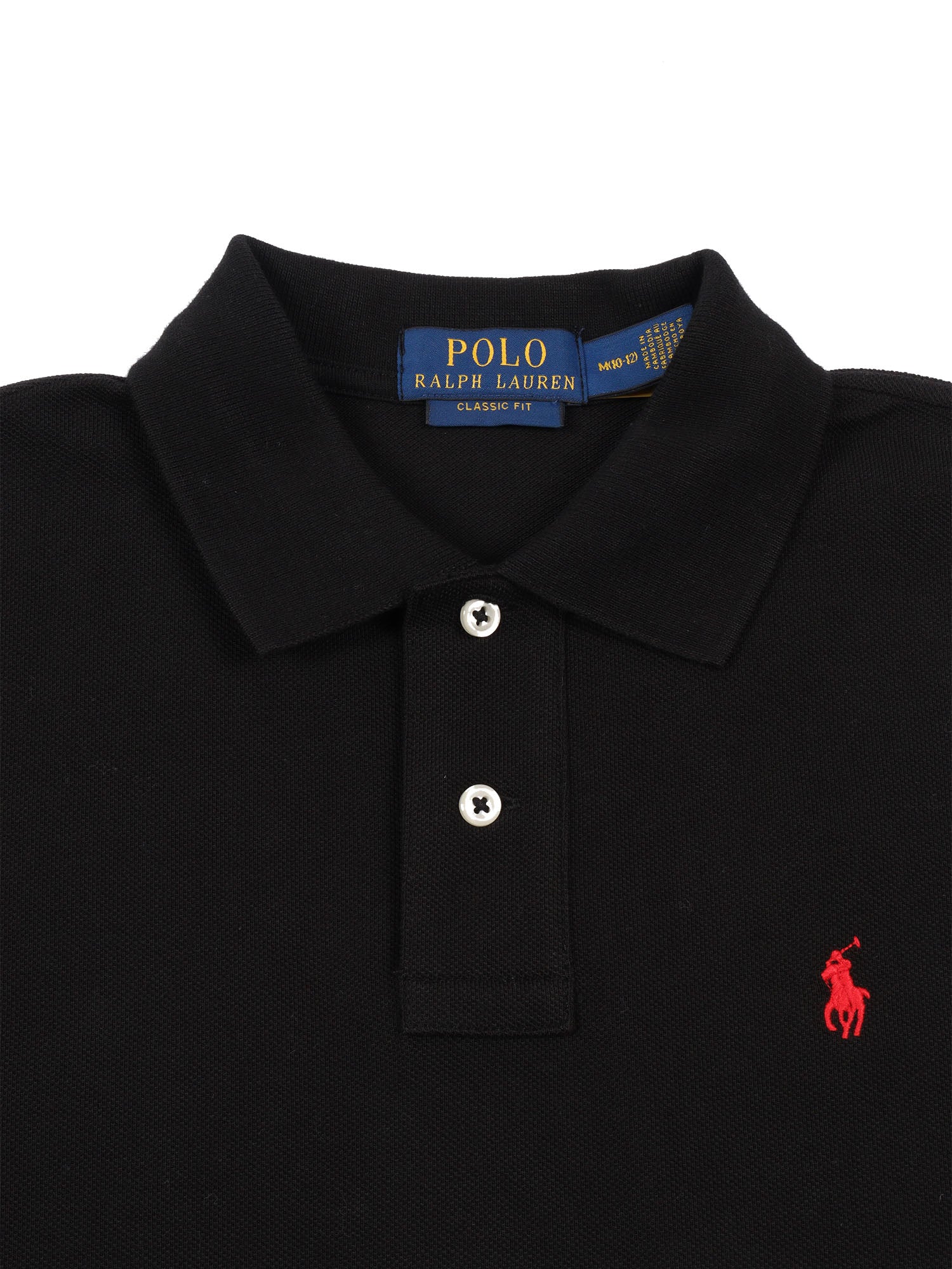 POLO-TOPS-KNIT Black Cotton Short Sleeves Polo