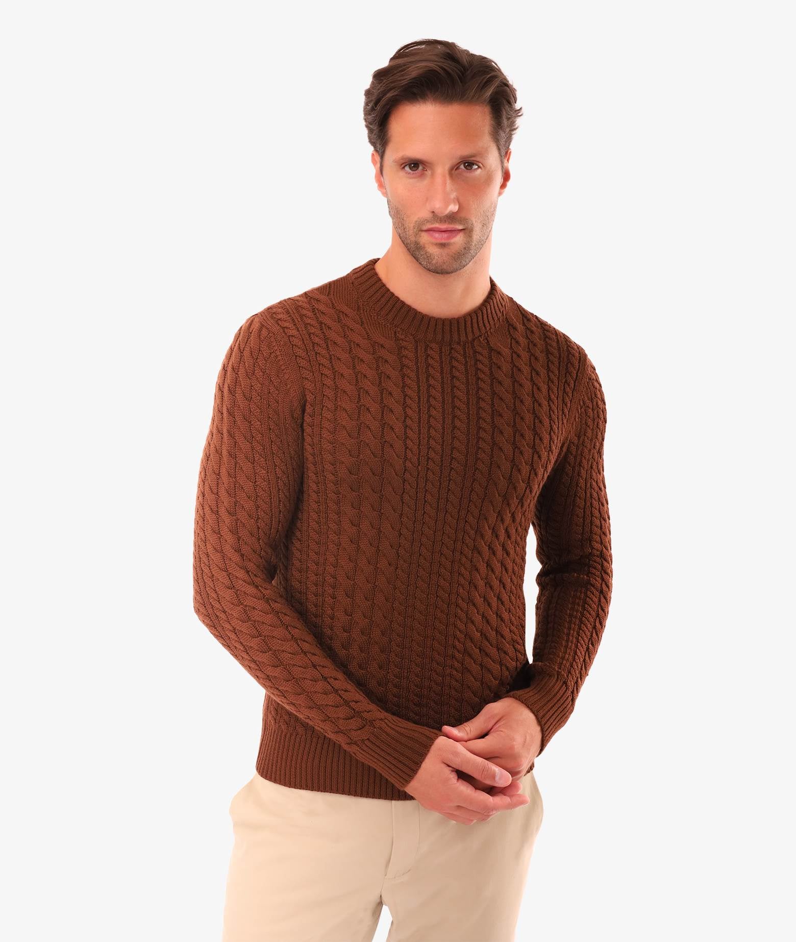 Cable Knit Sweater Col Du Pillon Midnightblue Maglieria Dis/lav Pesante