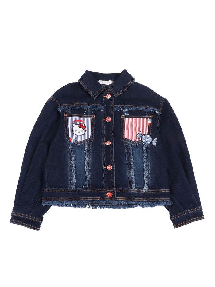DENIM JACKET WITH PATCHWORK Blue