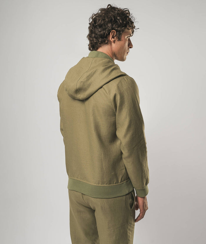 Linen Hoodie Korfu Blue Sportwear Blouson