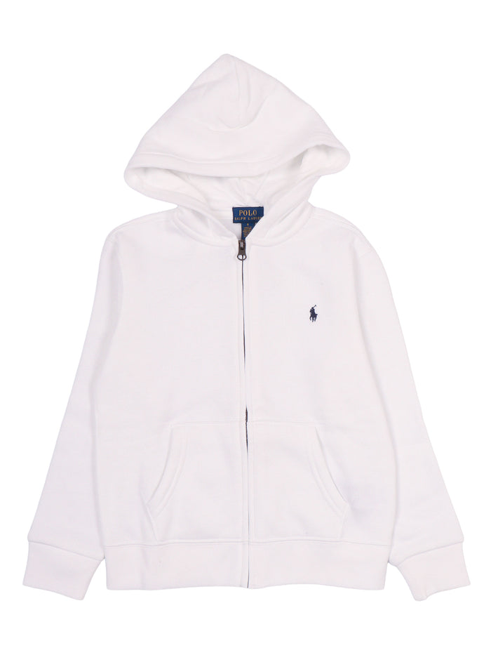 Ls Fz Hood-Tops-Knit White Cotton Polyester Sweatshirt