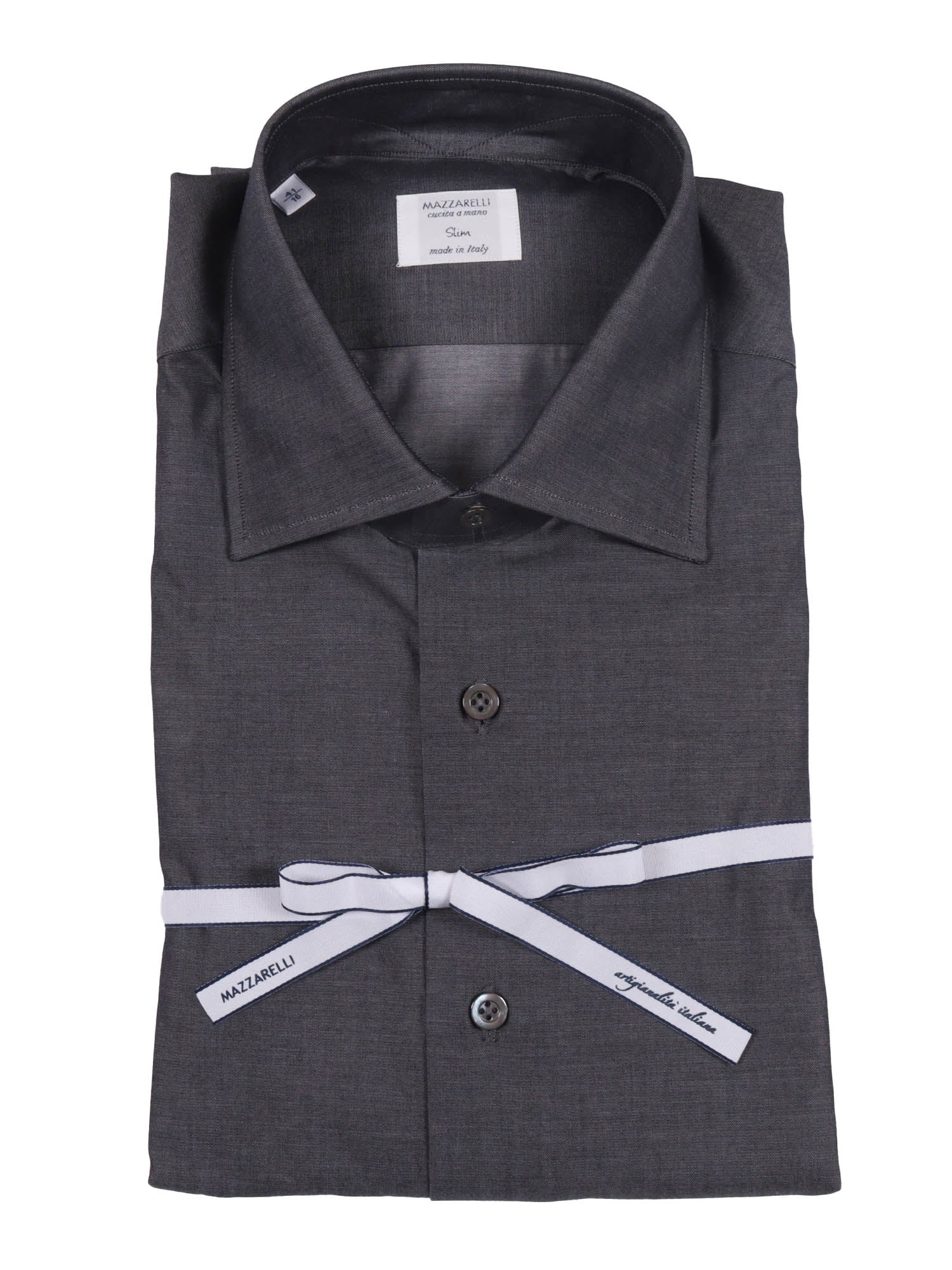 Twill Slim Fit Shirt Grey Cotton