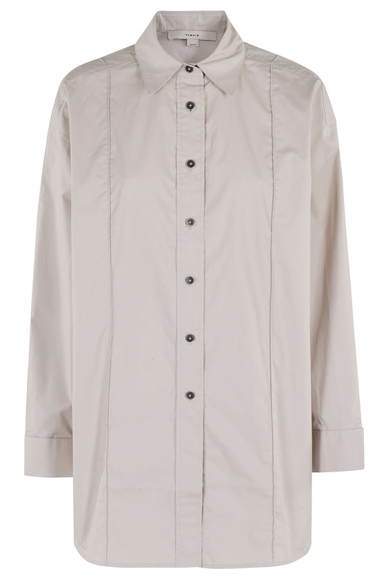 Oversize Pintuck Brown Cotton Camicia