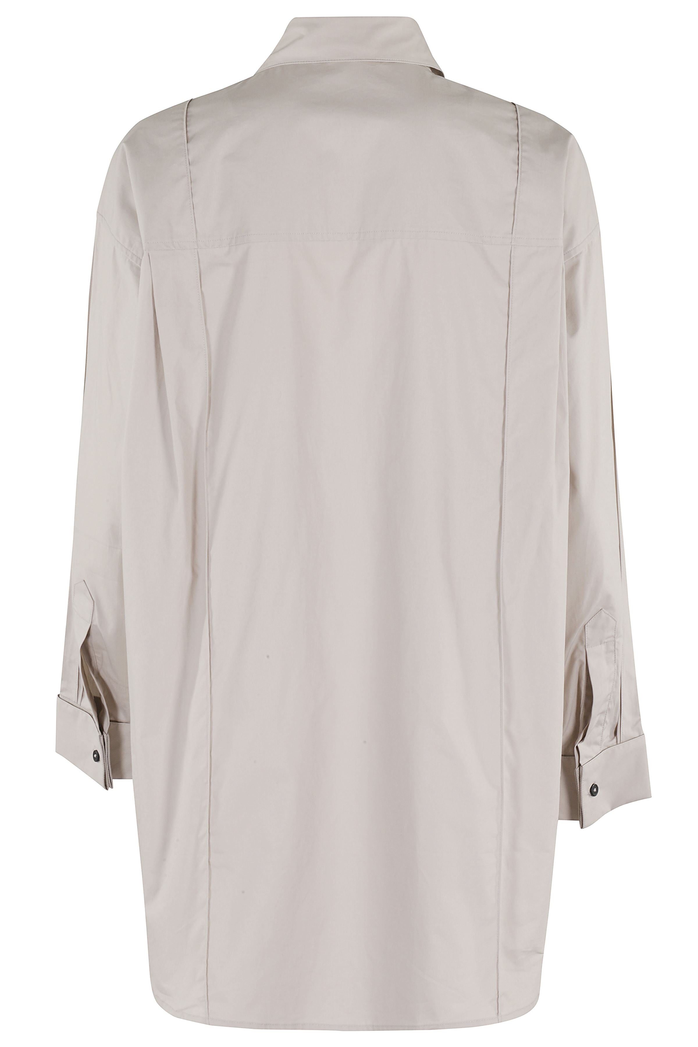 Oversize Pintuck Brown Cotton Camicia