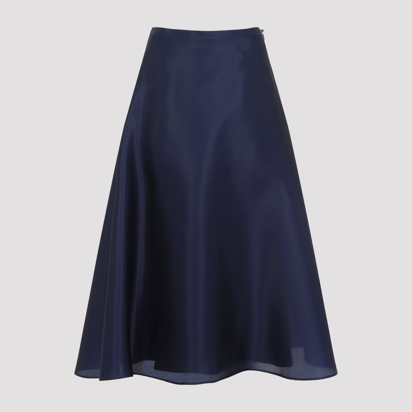 Silk Midi Skirt Blue