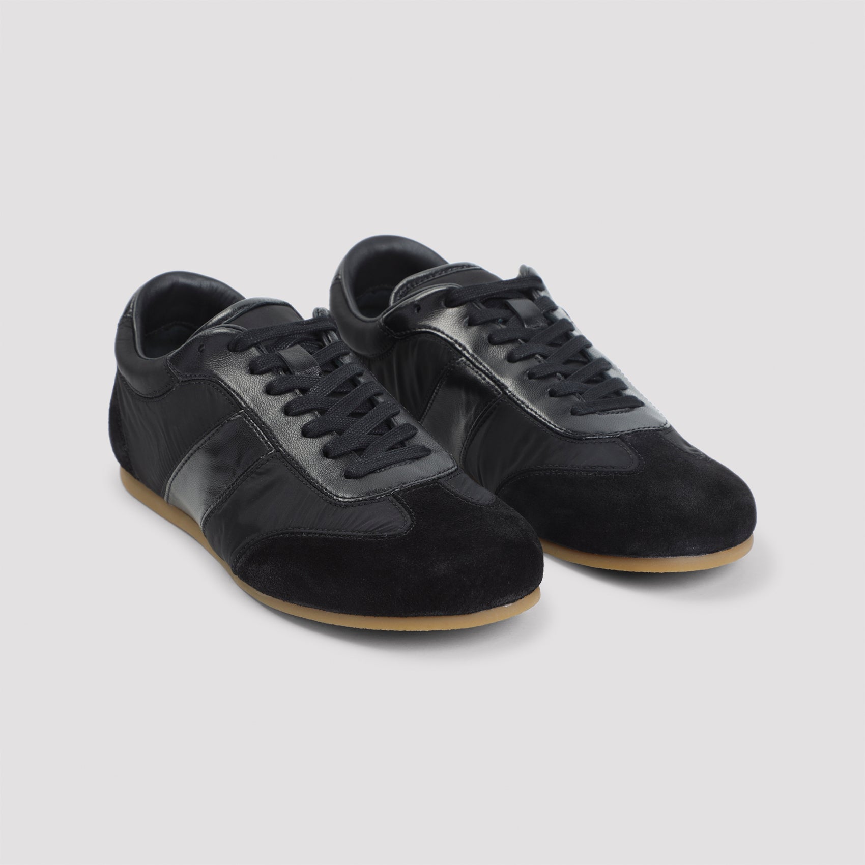 Soft Runner Sneakers Black Polyamide Calf Leather Rubber Shoe