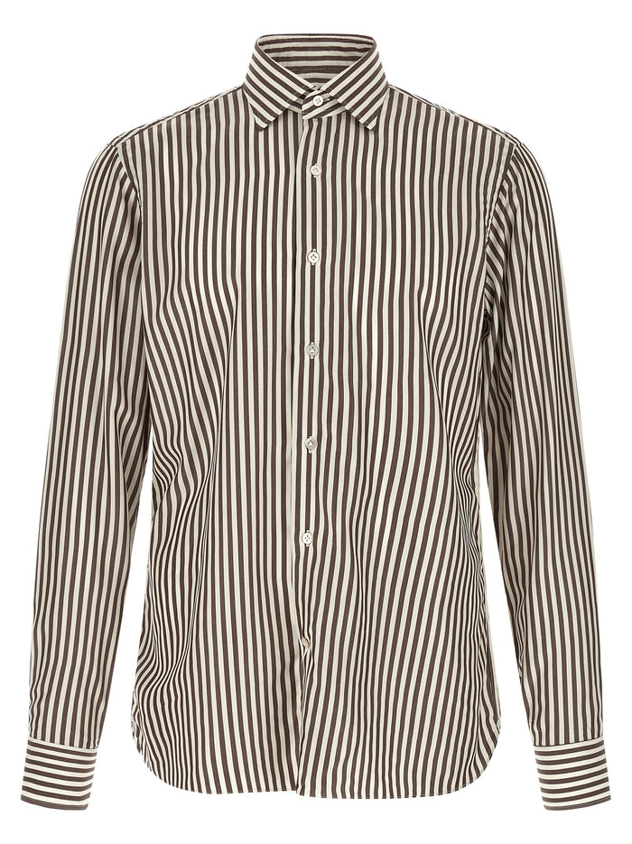 Striped shirt Brown Cotton Shirt, Blouse