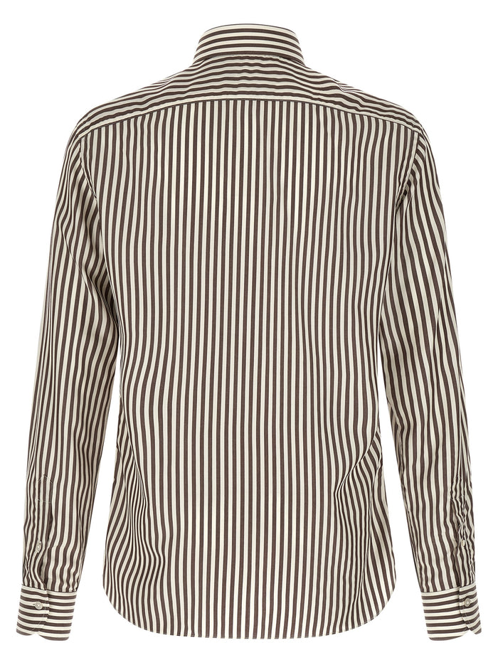 Striped shirt Brown Cotton Shirt, Blouse