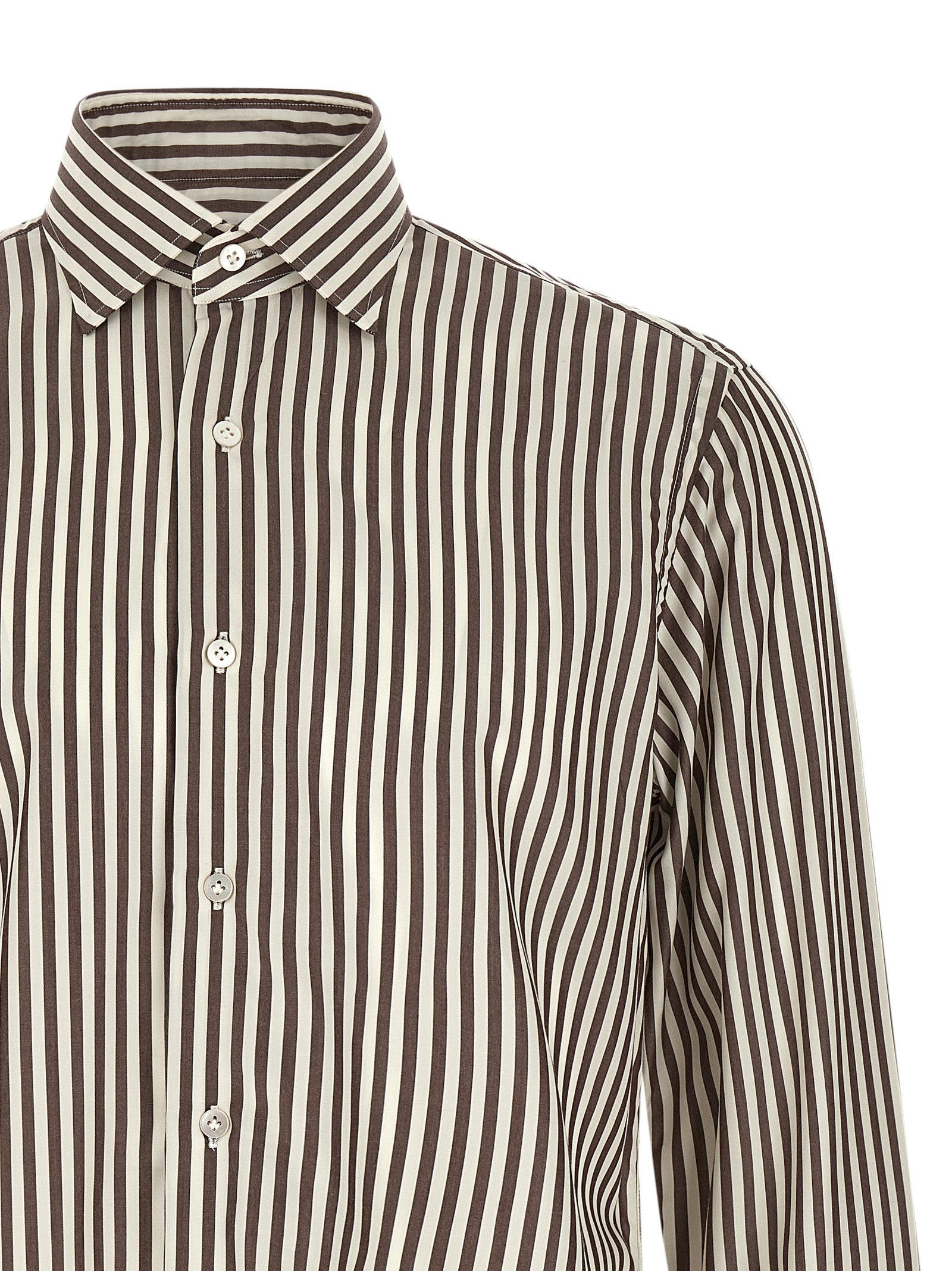 Striped shirt Brown Cotton Shirt, Blouse