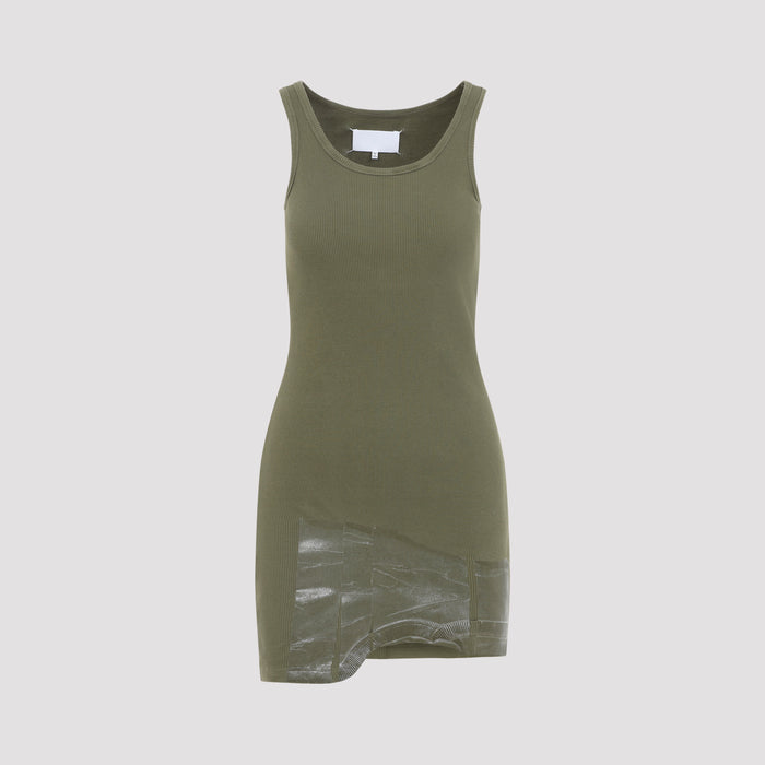 Mini Dress Green Cotton