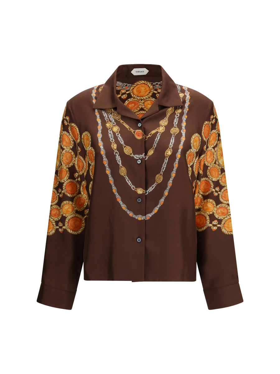 Buttoned Shirt Chain-Print Chocolate-Amber Chocolate/amber Fabric