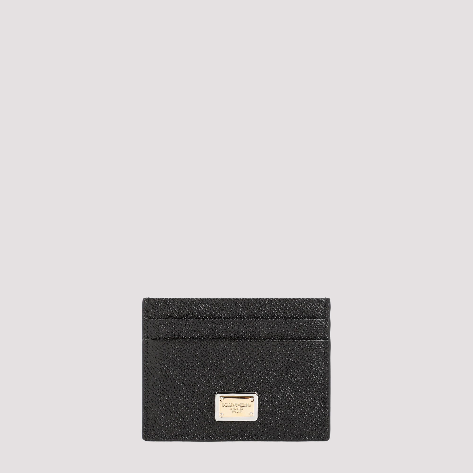 Cardholder With Logo Plaque Black Calf Leather Smallleathergoods