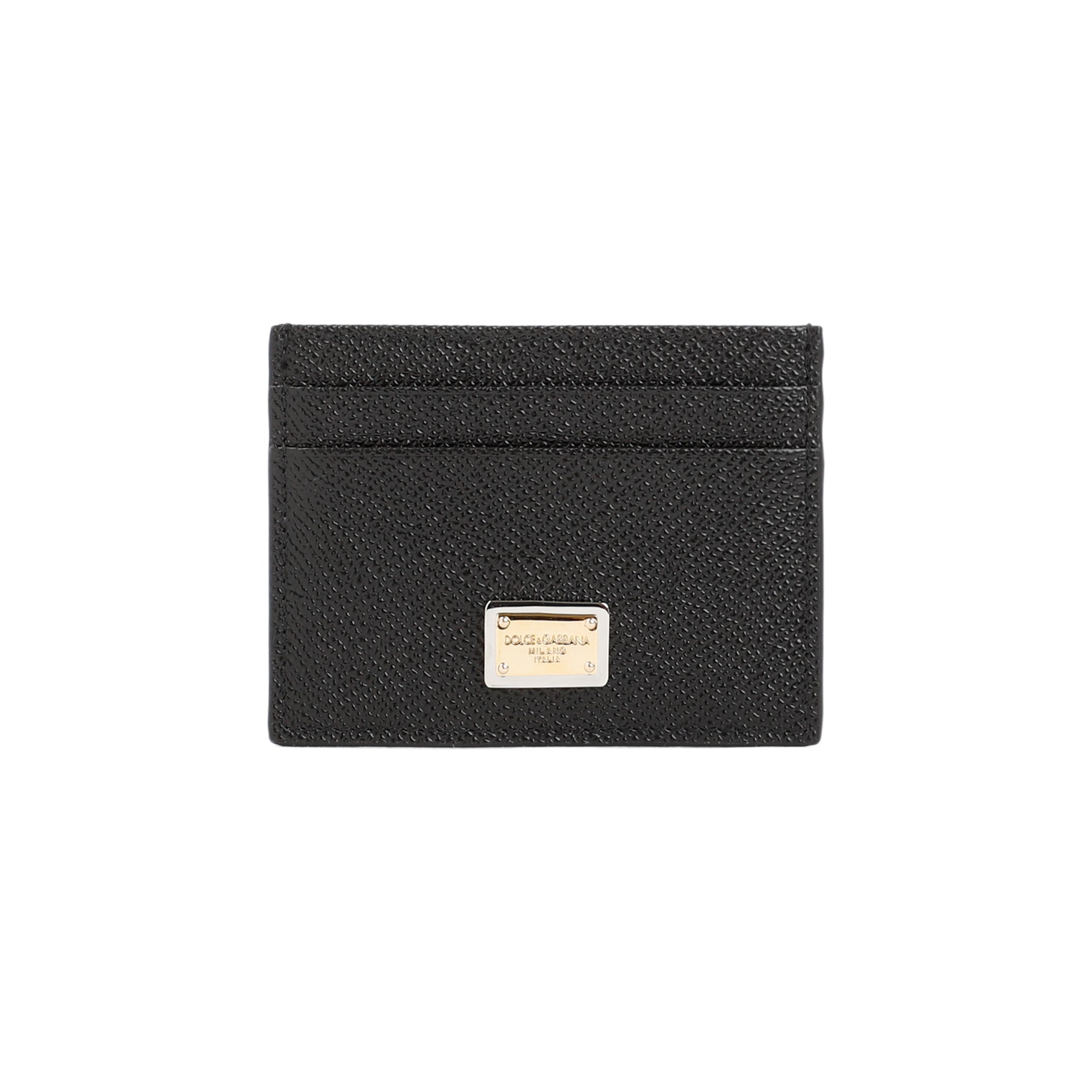 Cardholder With Logo Plaque Black Calf Leather Smallleathergoods