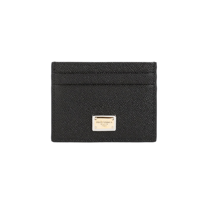 Cardholder With Logo Plaque Black Calf Leather Smallleathergoods
