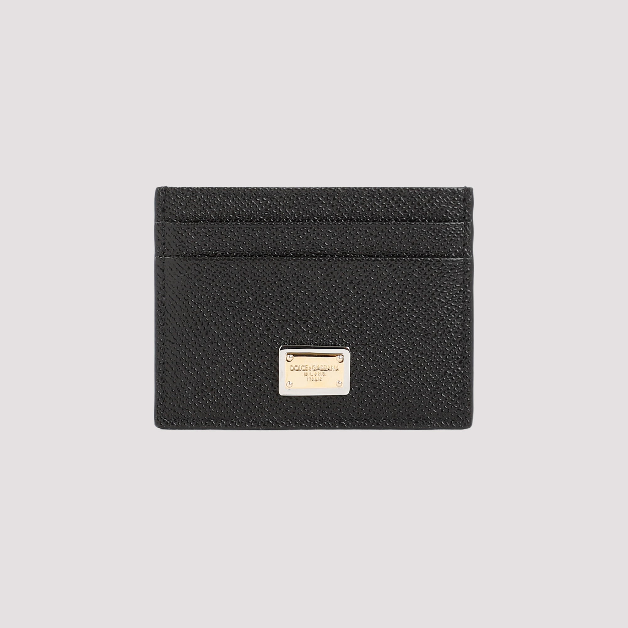 Cardholder With Logo Plaque Black Calf Leather Smallleathergoods