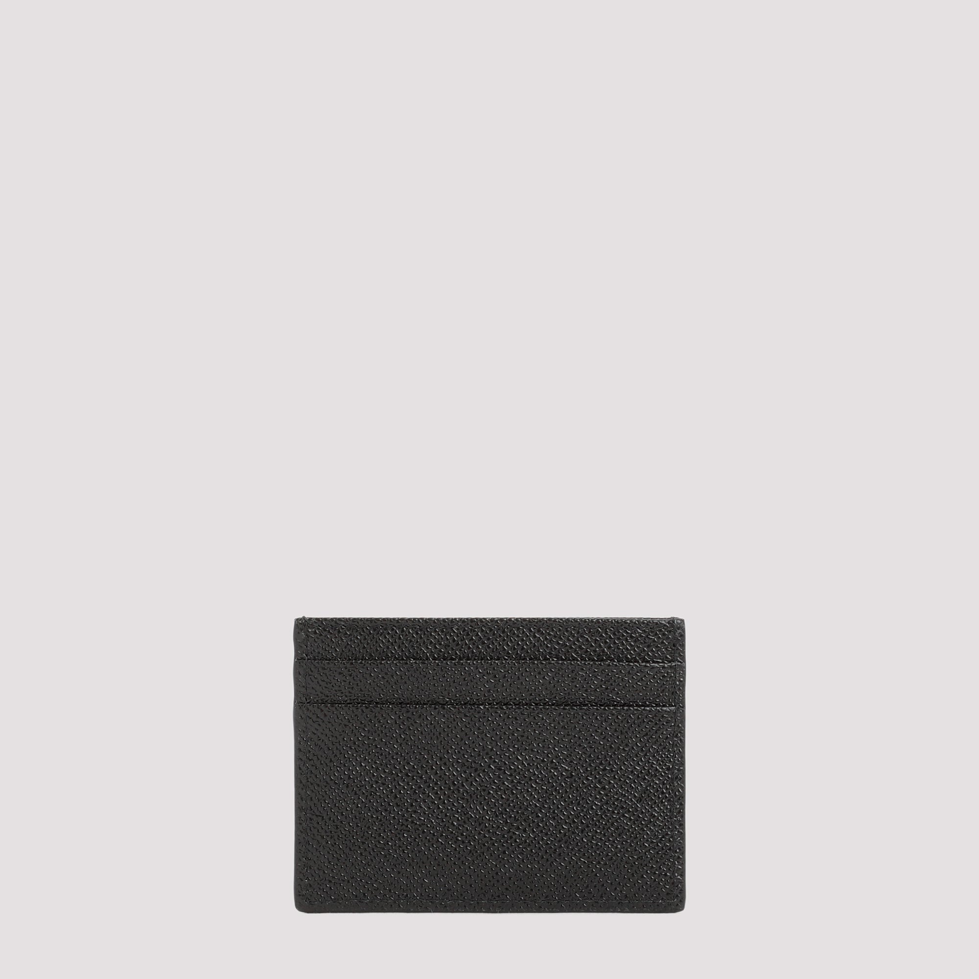Cardholder With Logo Plaque Black Calf Leather Smallleathergoods