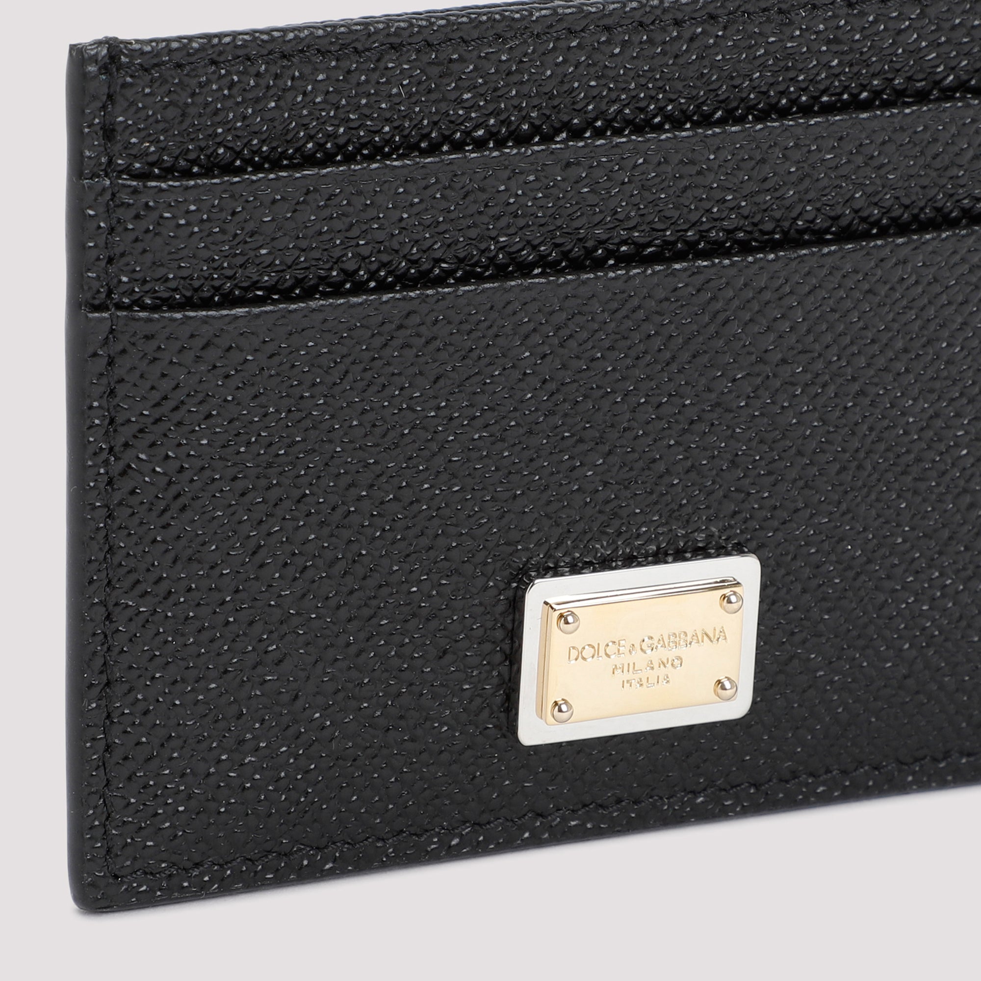 Cardholder With Logo Plaque Black Calf Leather Smallleathergoods