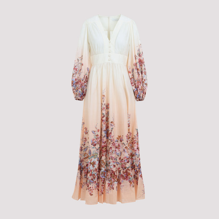 Awaken Plunge Maxi Dress Multicolour Cotton