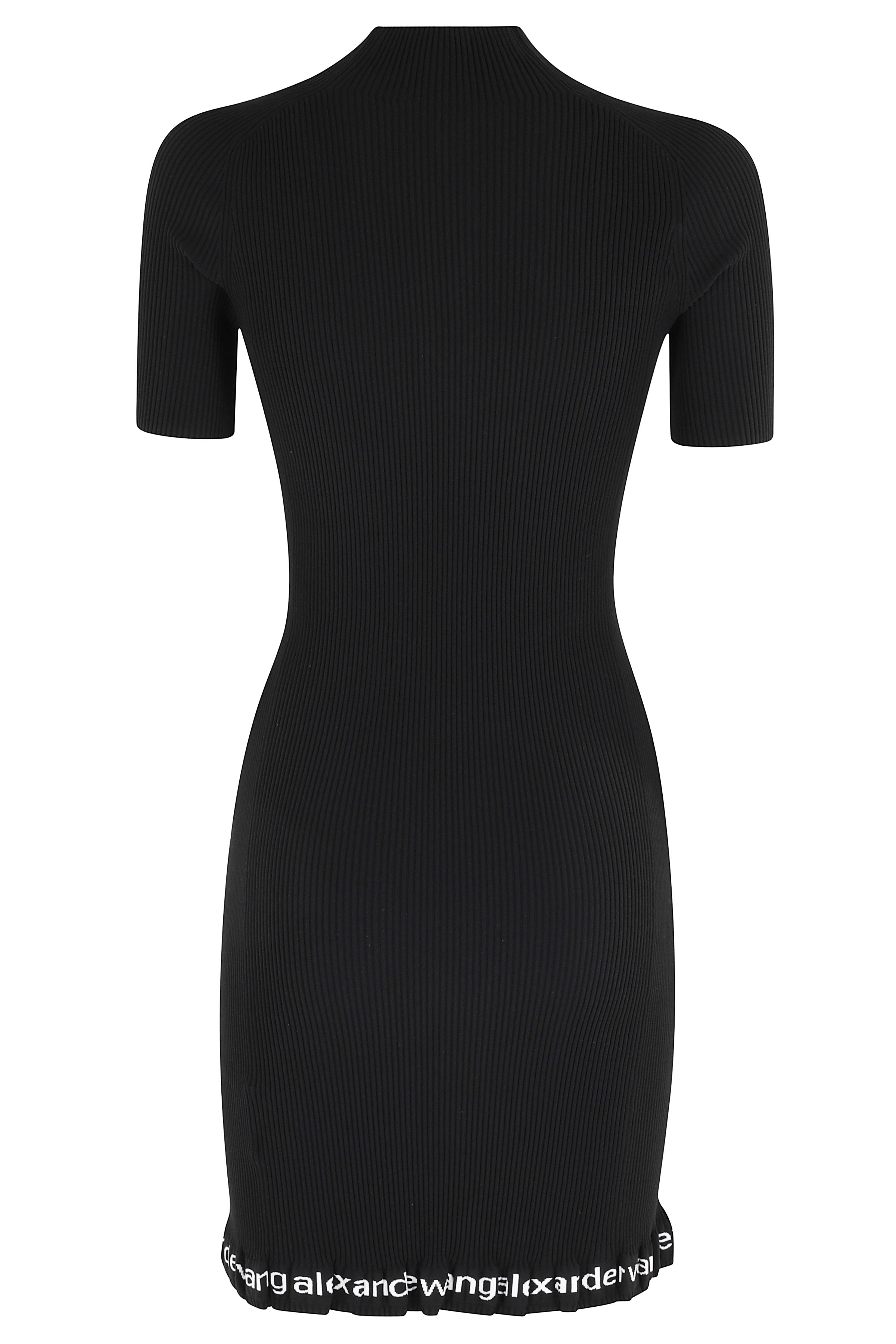 Ribbed Ss Dress W Logo Black Polyamide Elastane Abito