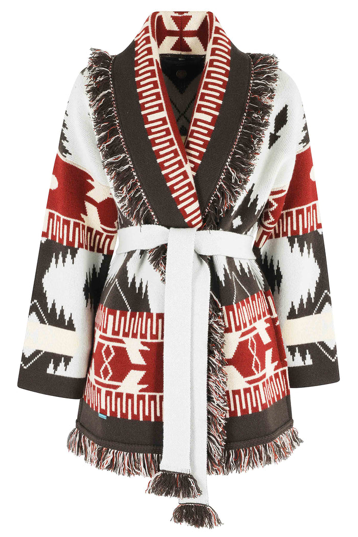 Icon Jacquard Cardigan Red Cashmere Maglia