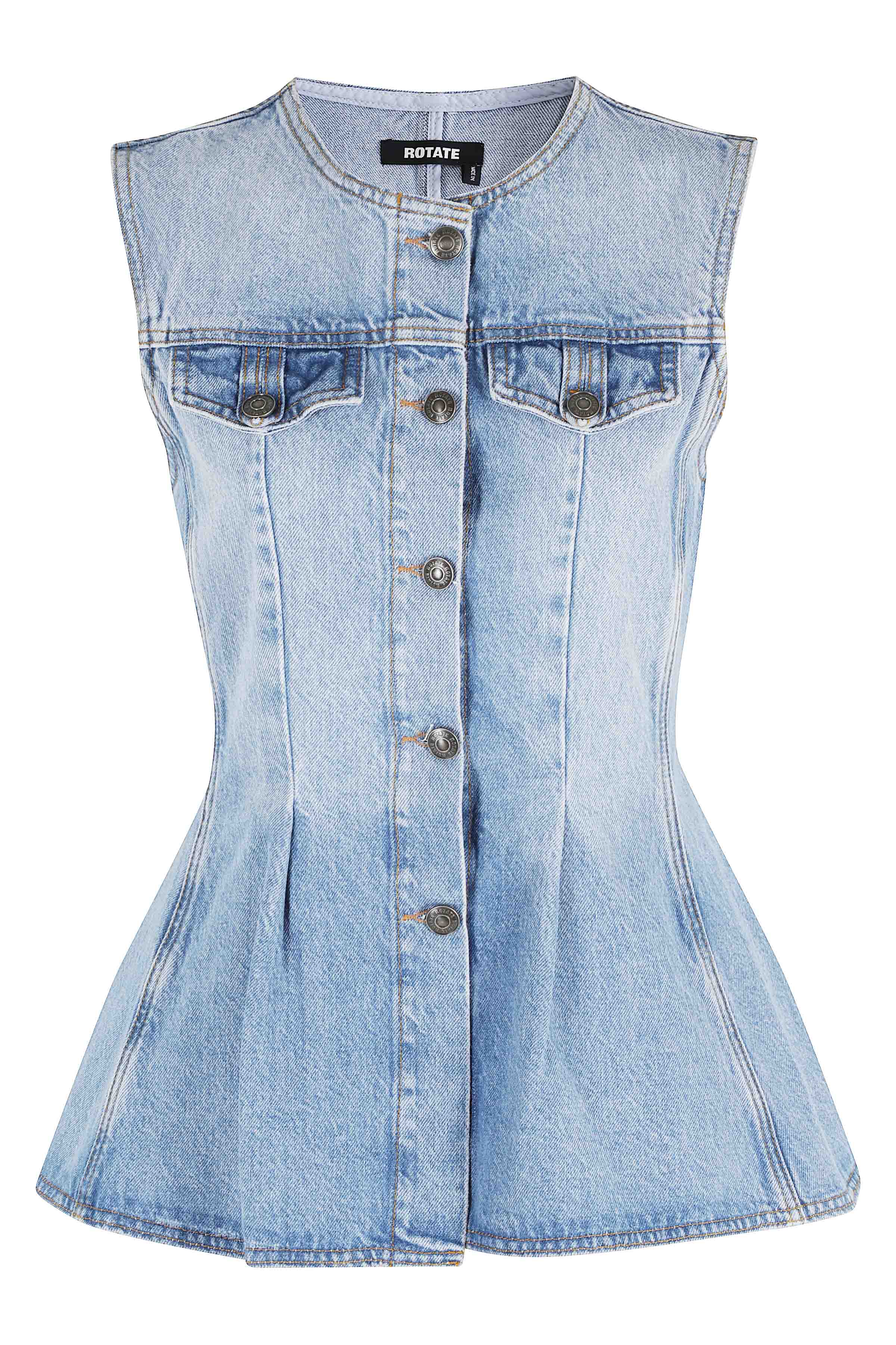Flared Denim Top Blue Cotton (organic)