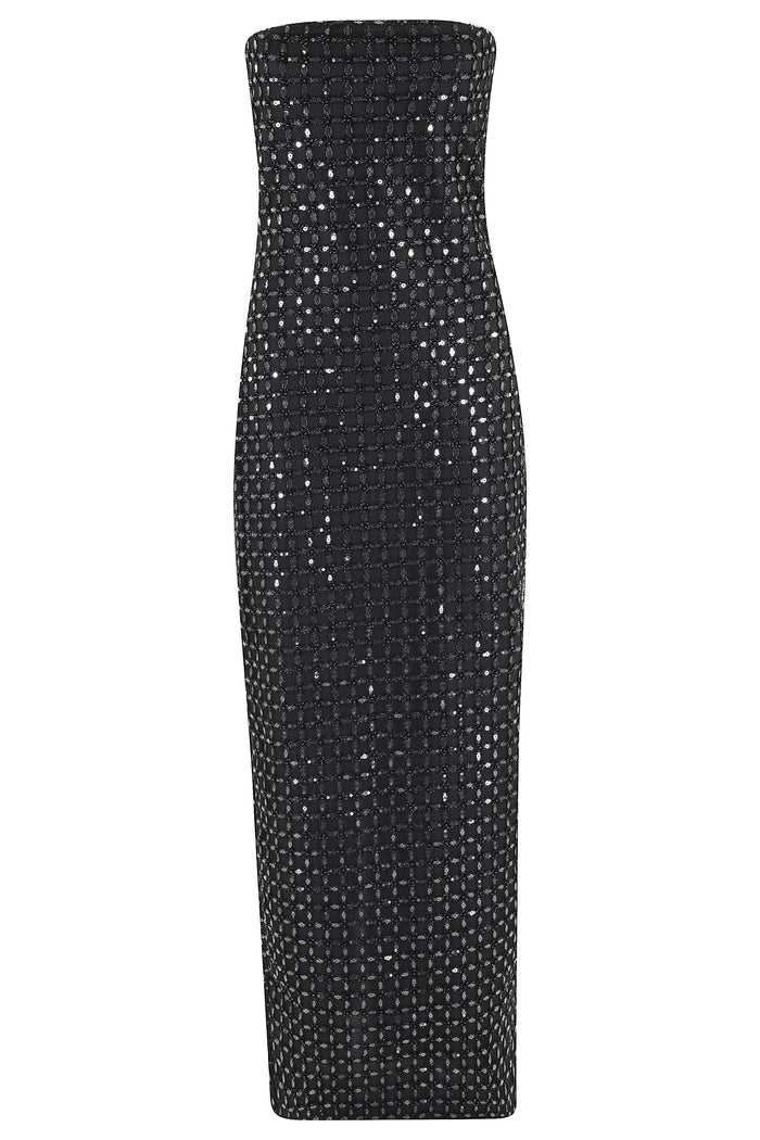 Beaded Maxi Tube Dress Black Abito