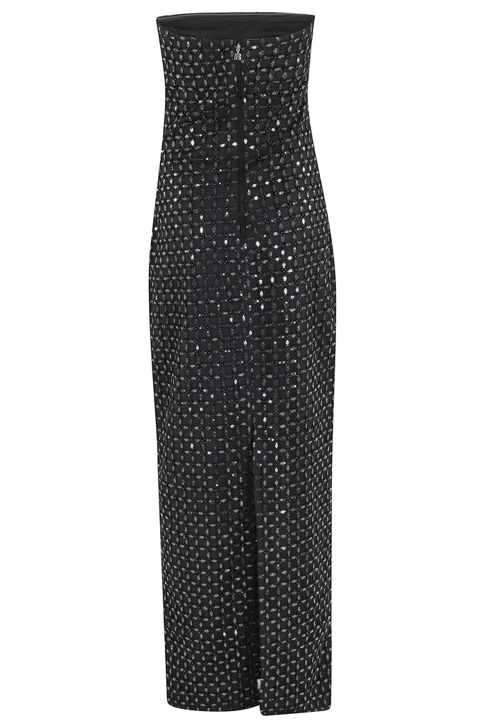 Beaded Maxi Tube Dress Black Abito