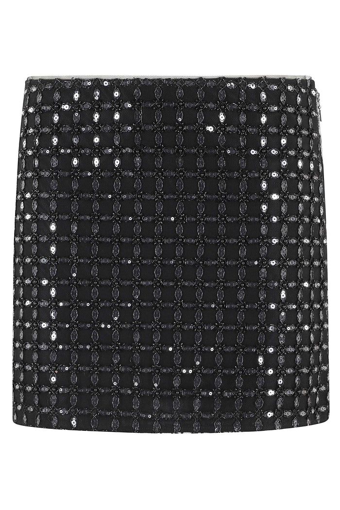 Beaded Mini Skirt Black Gonna