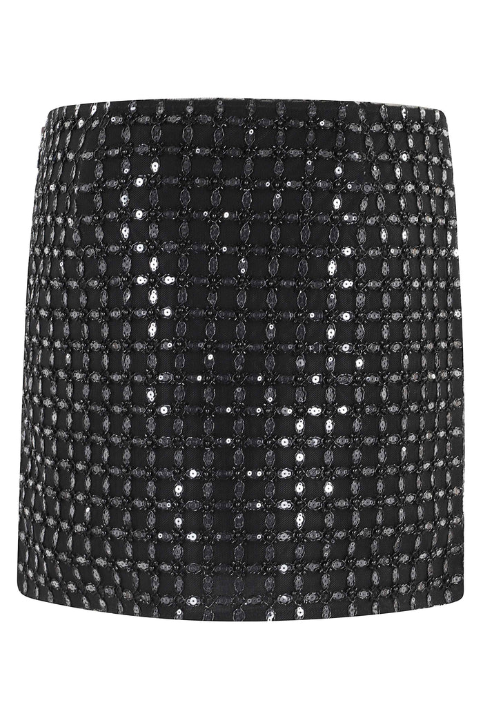 Beaded Mini Skirt Black Gonna