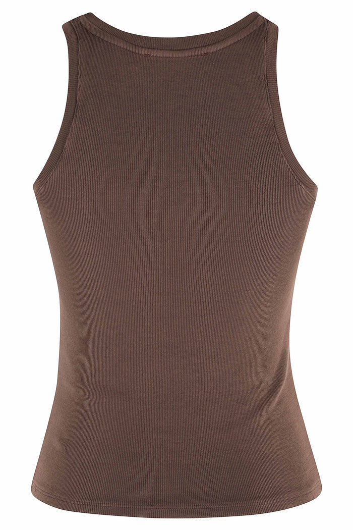 Basic Tank Top Brown Cotton (organic) Elastane