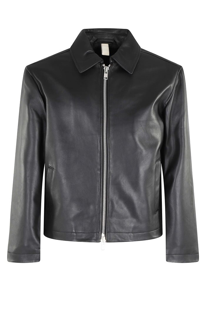 Short Leather Jacket Black Pelle Giacca