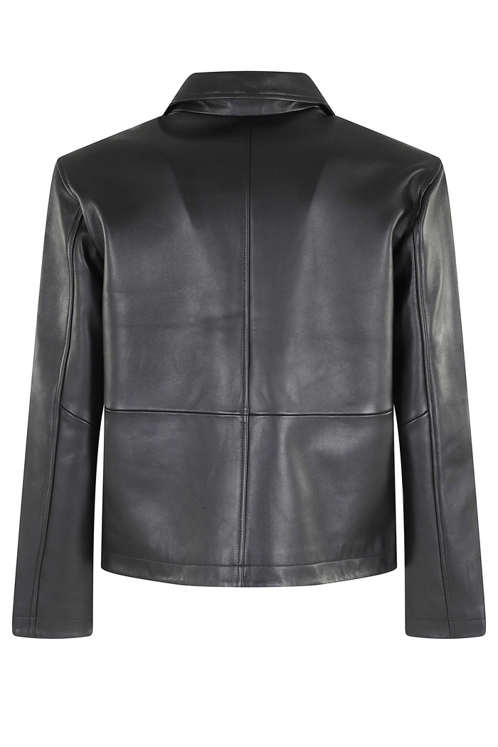 Short Leather Jacket Black Pelle Giacca