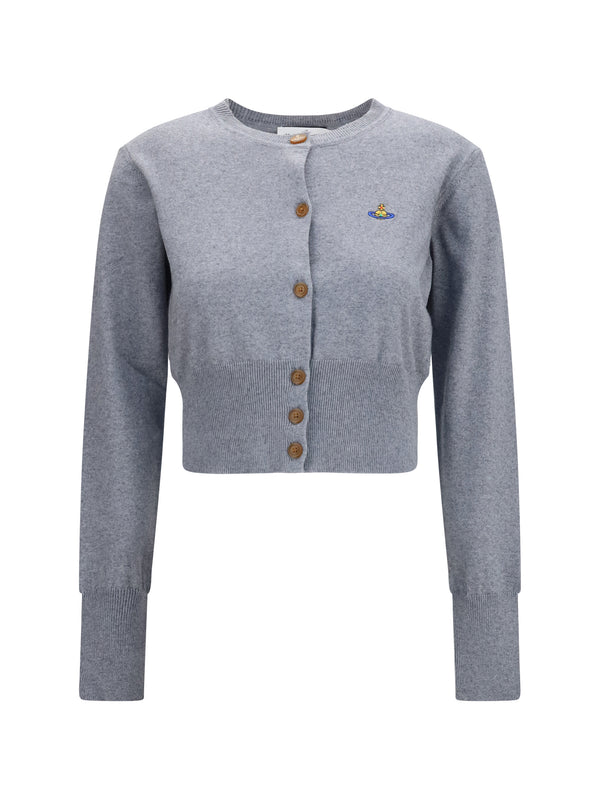 Bea Crop Cardigan Dark Grey Melange Cotton; Kashmir/capra Hircus