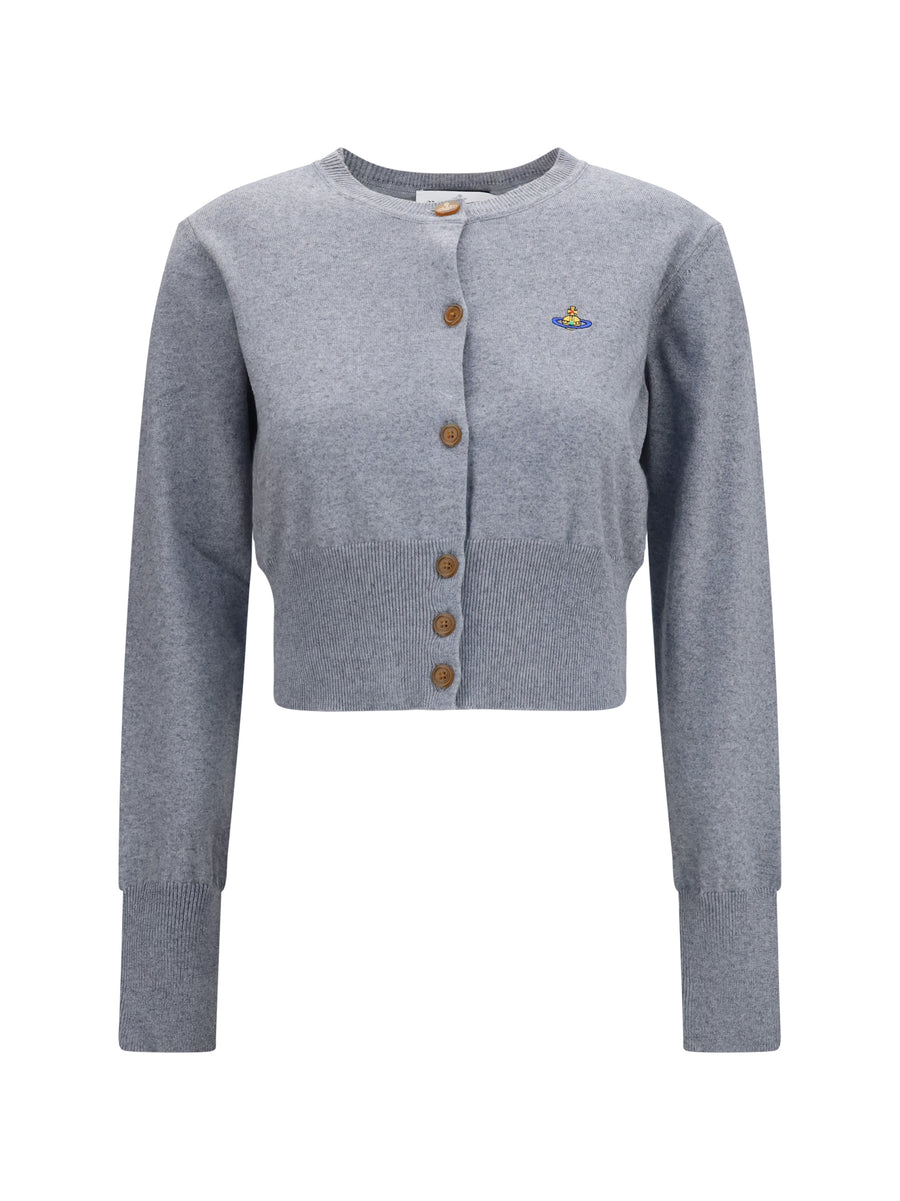 Crop Cardigan Bea Dark Grey Melange Cotton