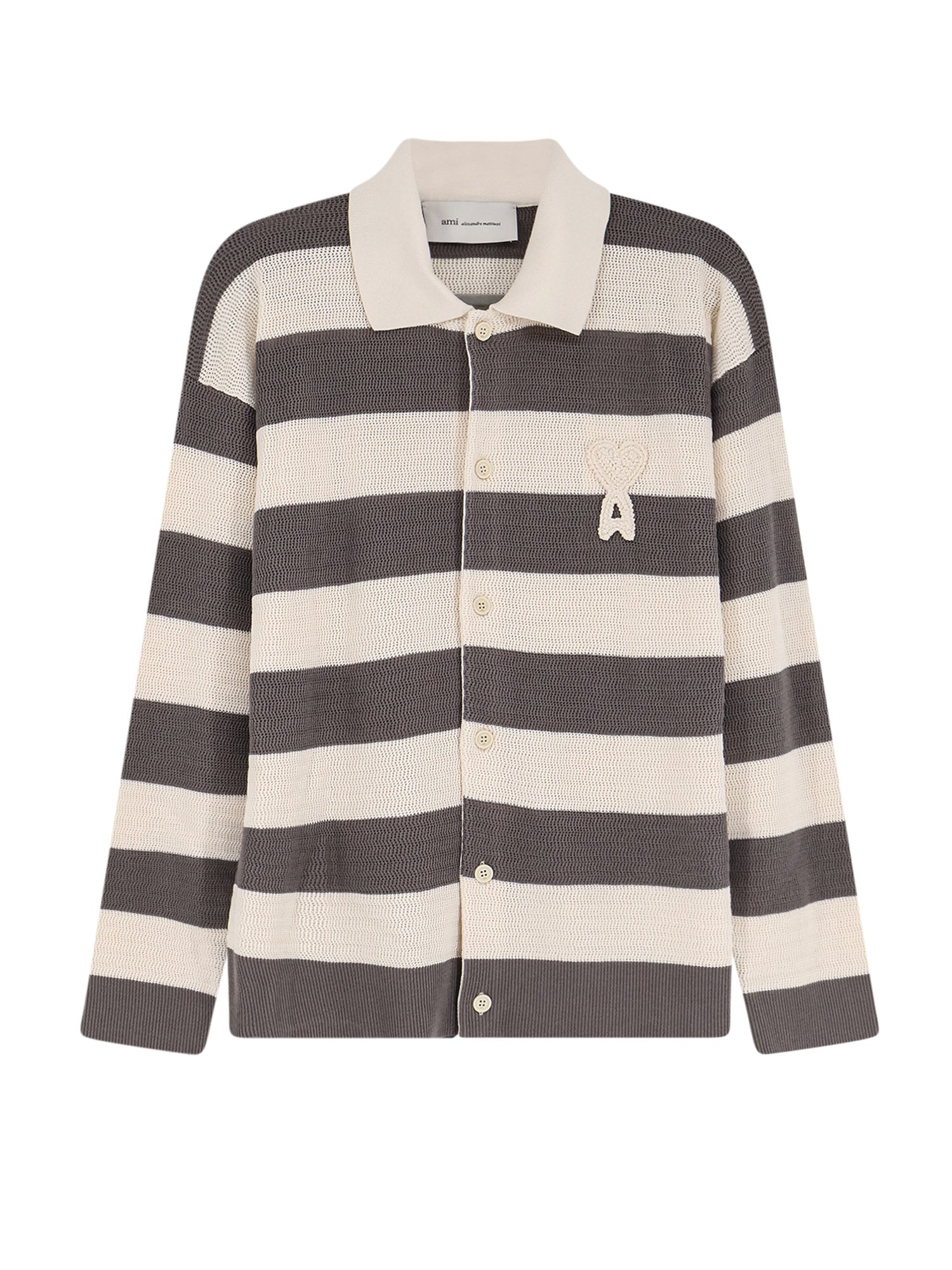 Ami Paris Sweaters Blanc Creme/carbone Cotone