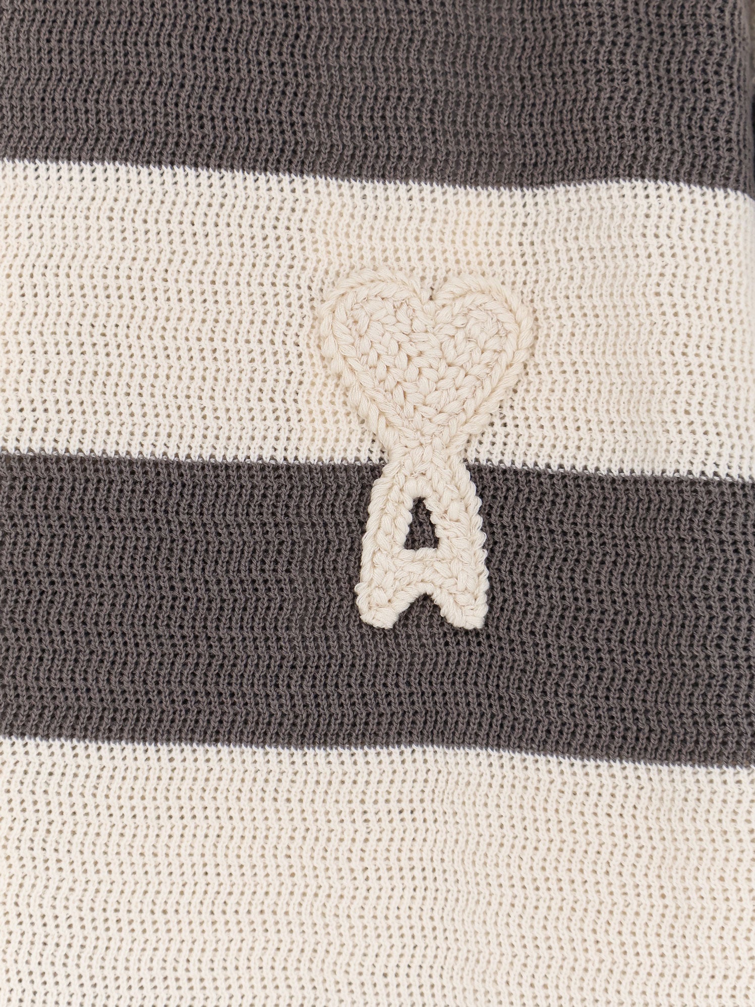 Ami Paris Sweaters Blanc Creme/carbone Cotone