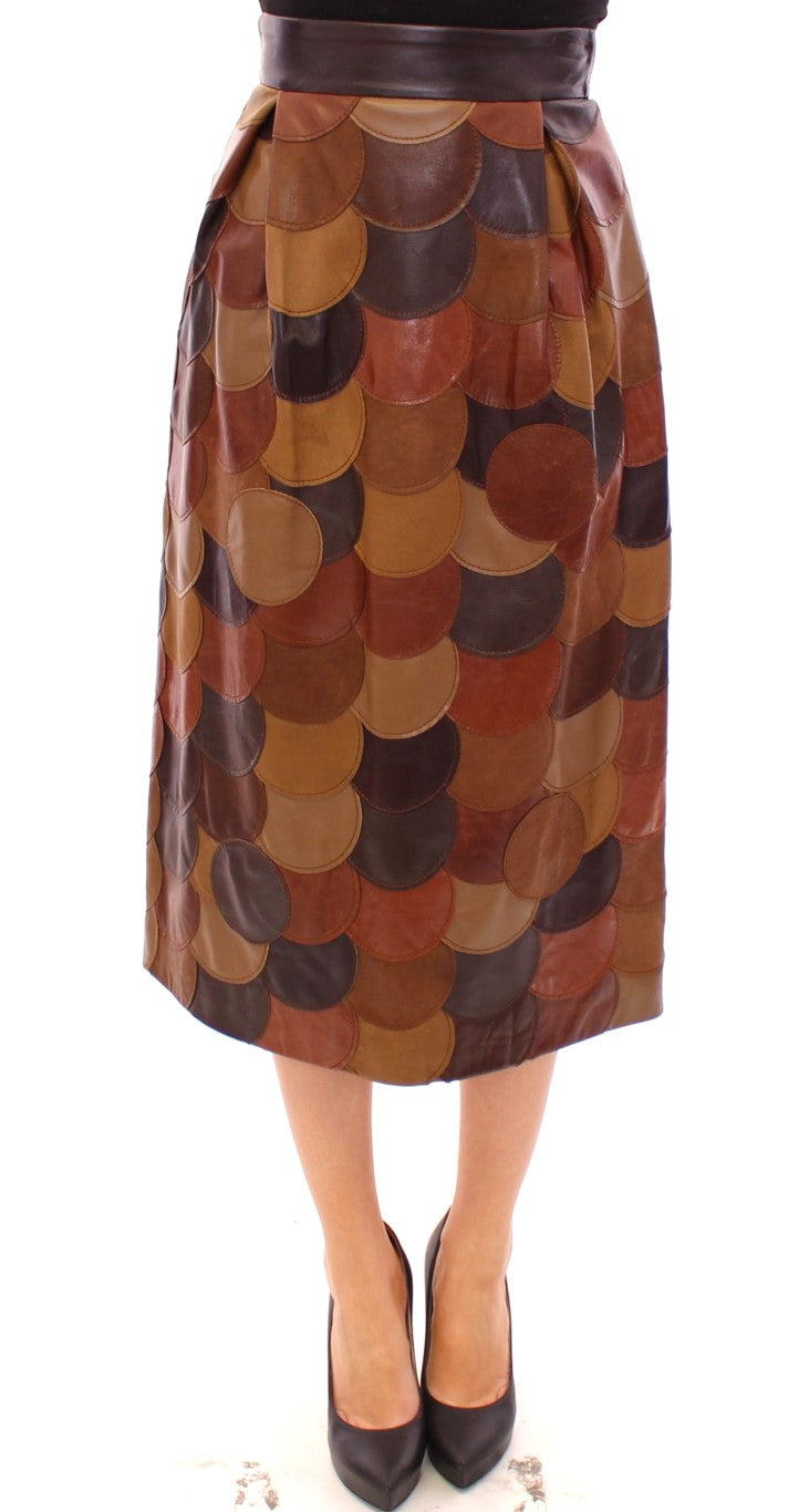 Dolce & Gabbana 100% Lambskin Leather; Lining: 100% Silk skirt in brown