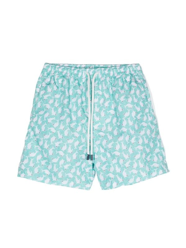 Fedeli Recycled Polyester 100% swim shorts in turquoise