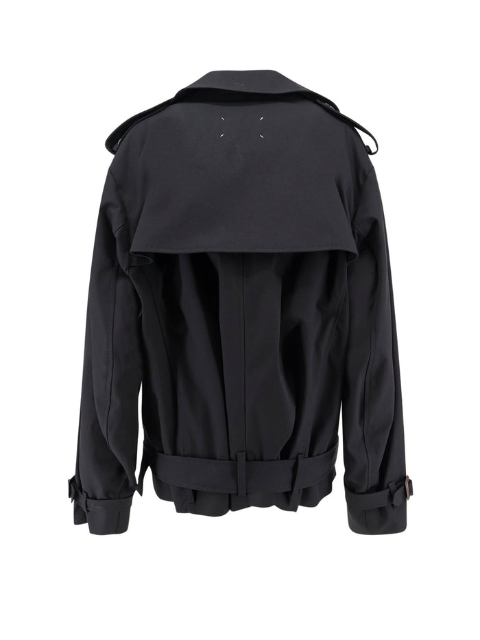 Maison Margiela Coats Black Cotone Poliestere