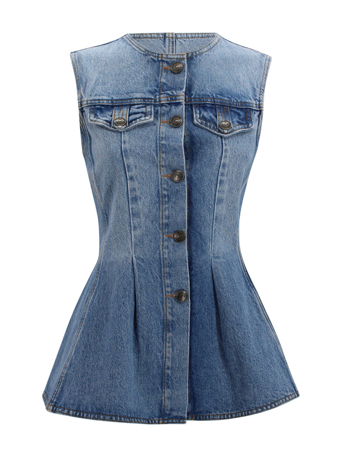 Rotate Top Denim Cotton
