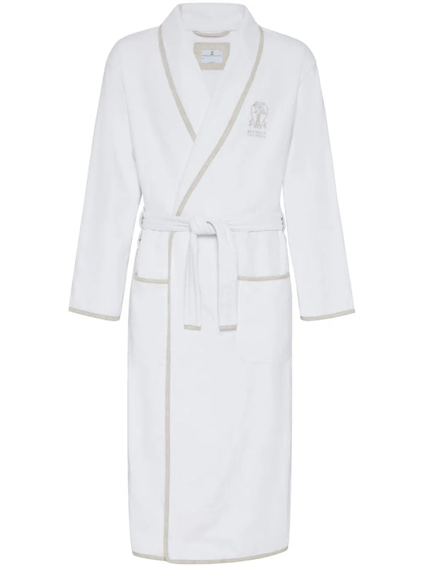 Brunello Cucinelli 100% cotton bath robe in white