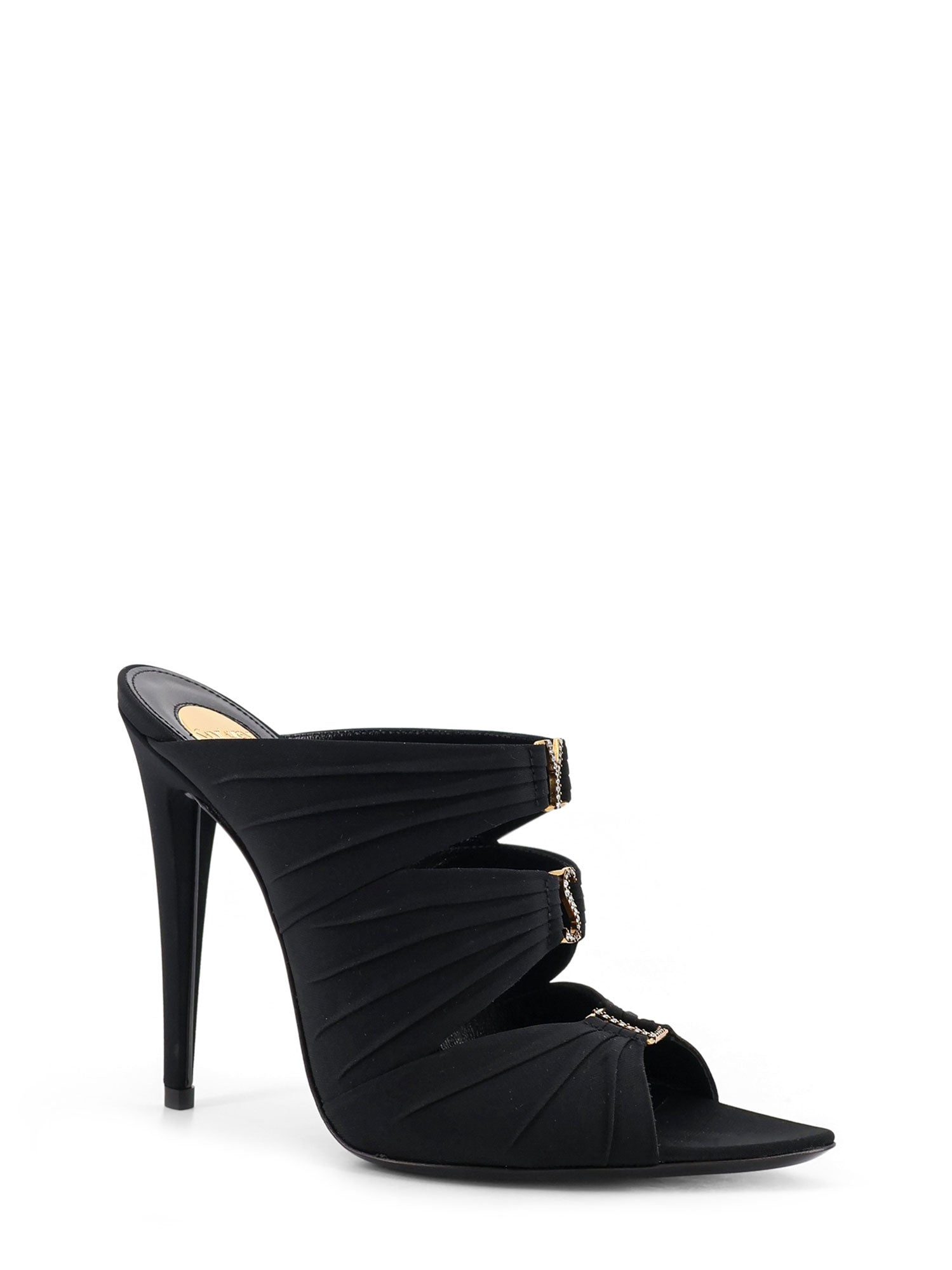 Saint Laurent Sandals Nero/crystal+light B Satin
